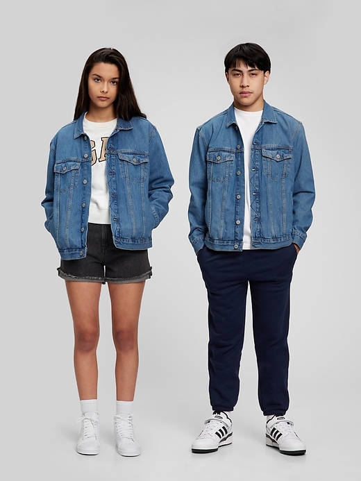 1 of 8 showing, with the color medium wash of product Teen Oversized Denim Jacket