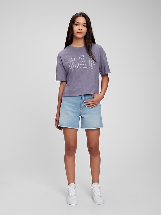 Image number 1 showing, Teen 100% Organic Cotton Gap Logo Boxy T-Shirt