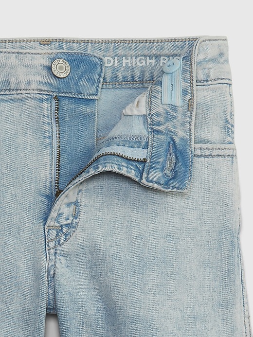 2 of 8 showing, with the color light wash of product Kids High Rise Denim Midi Shorts with Washwell