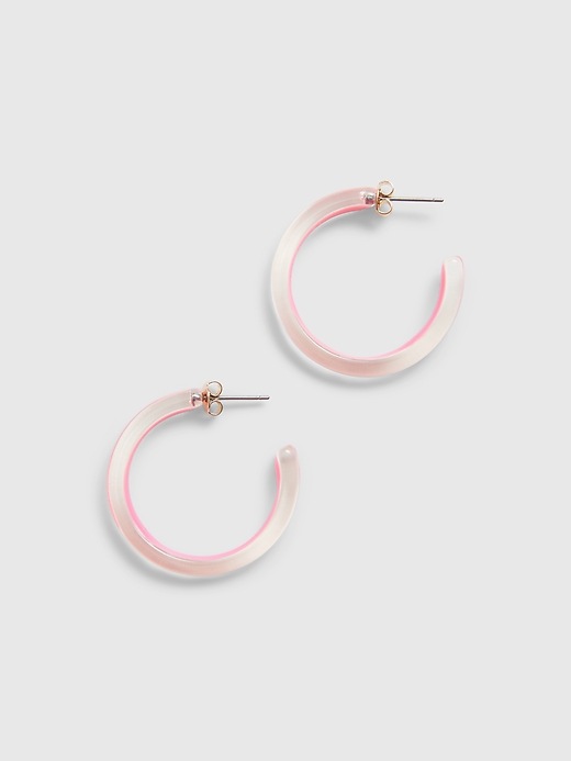1 of 8 showing, with the color phoebe pink of product Chunky Enamel Hoop Earrings
