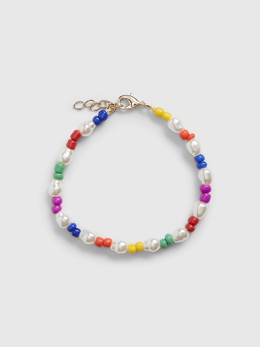 1 of 8 showing, with the color rainbow multi of product Rainbow Pearly Bead Bracelet