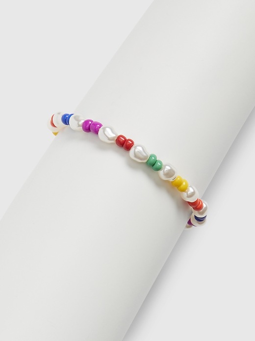 2 of 8 showing, with the color rainbow multi of product Rainbow Pearly Bead Bracelet