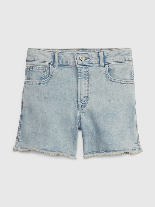 1 of 8 showing, with the color light wash of product Kids High Rise Denim Midi Shorts with Washwell