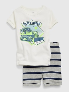 Baby Gap Toddler Baby Boy’s Short Sleeve Shirt Shorts Pajamas Set Cars 12-18 M 