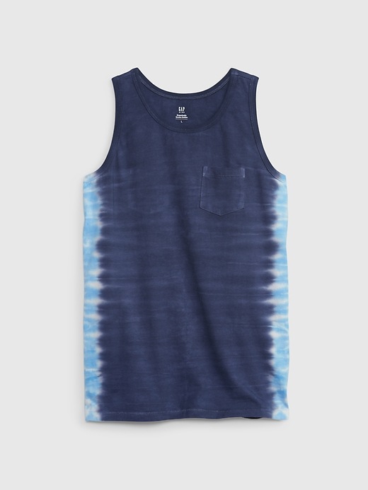 1 of 8 showing, with the color NAVY TIE DYE of product Kids Organic Cotton Pocket Tank Top