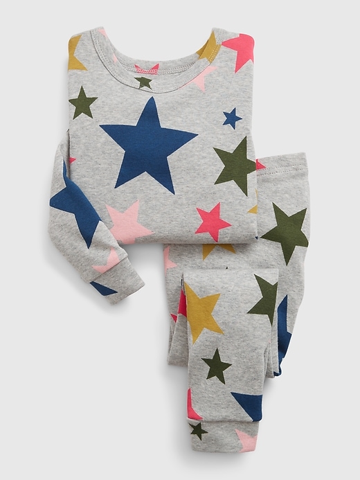 1 of 8 showing, with the color light heather gray of product babyGap Organic Cotton Star PJ Set