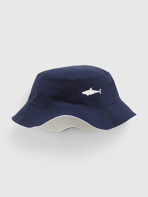 1 of 8 showing, with the color shark of product Kids 100% Organic Cotton Reversible Bucket Hat