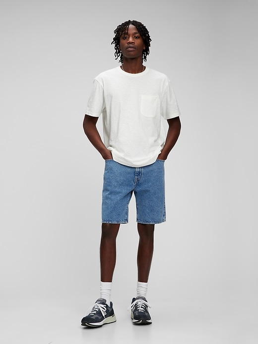 1 of 8 showing, with the color medium wash of product 90s Loose Denim Shorts with Washwell