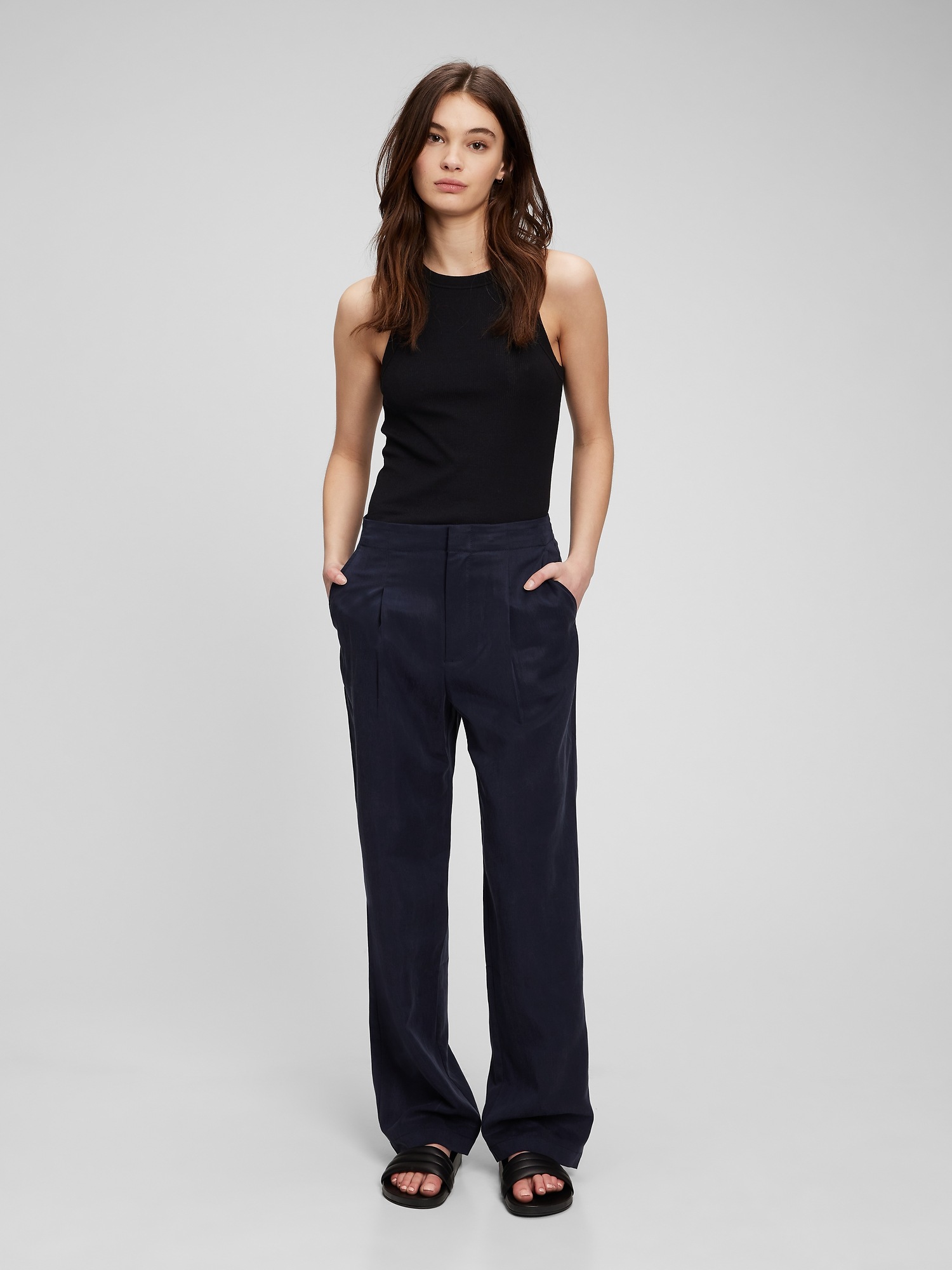 TENCEL™ Lyocell Pleated Wide Leg Pants 