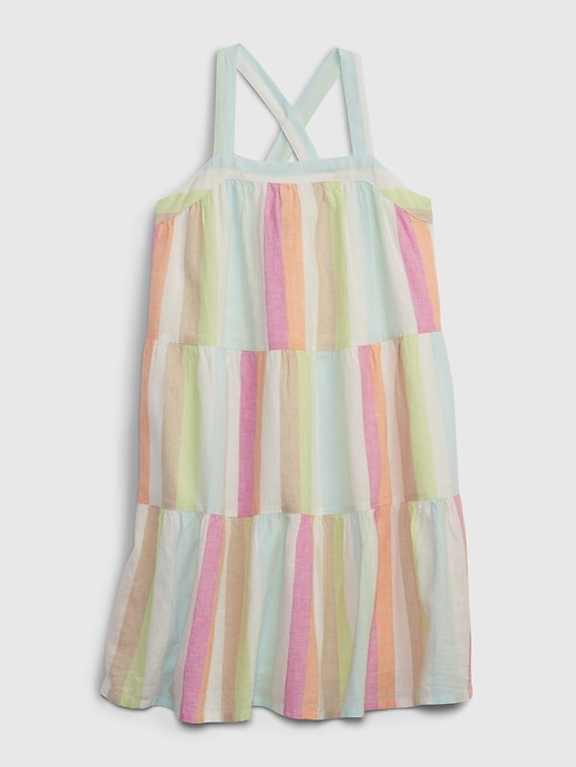 1 of 8 showing, with the color multi stripe of product Kids Striped Tiered Tank Dress