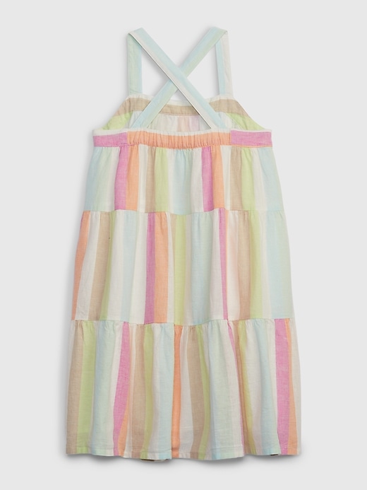 2 of 8 showing, with the color multi stripe of product Kids Striped Tiered Tank Dress