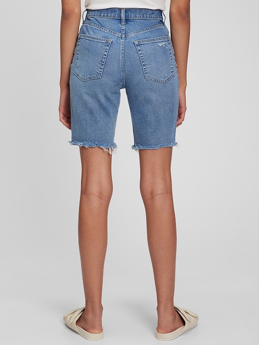 Image number 2 showing, High Rise Denim Bermuda Shorts with Washwell