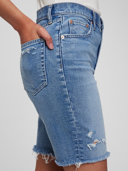 Image number 3 showing, High Rise Denim Bermuda Shorts with Washwell