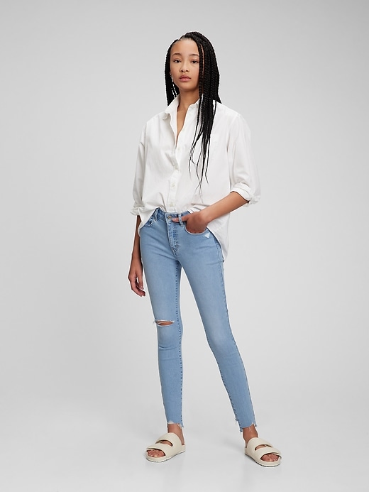 1 of 8 showing, with the color light blue destroy of product Mid Rise Universal Jegging
