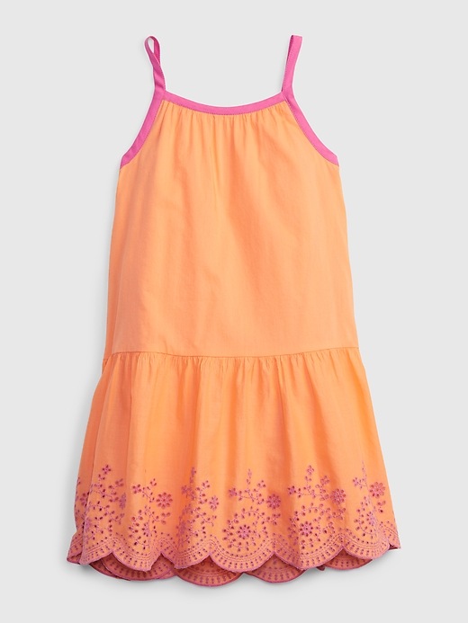 2 of 8 showing, with the color orange neon coral of product Toddler Eyelet Tiered Tank Dress