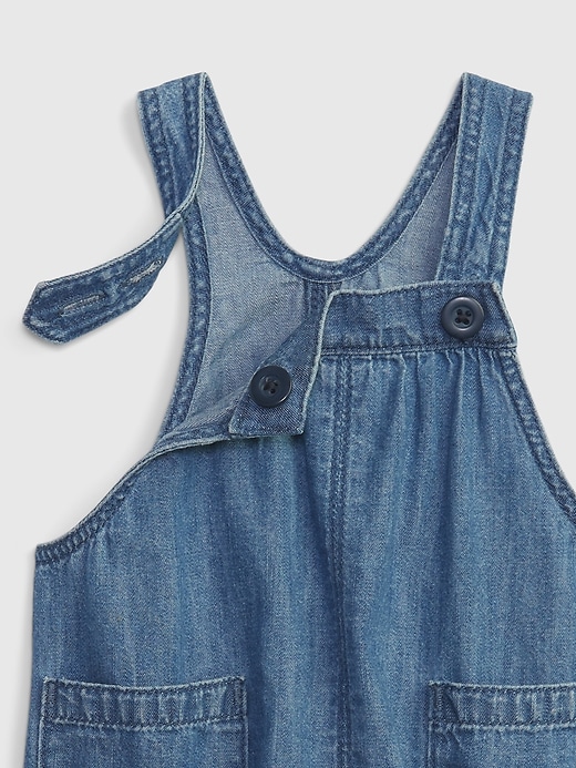Image number 3 showing, Baby 100% Organic Cotton Denim Bubble Overalls with Washwell
