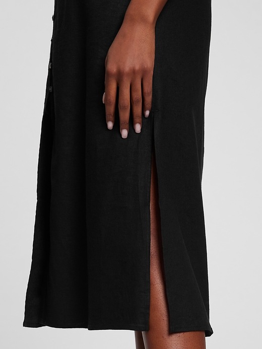 Image number 3 showing, Linen Blend Button-Front Midi Dress