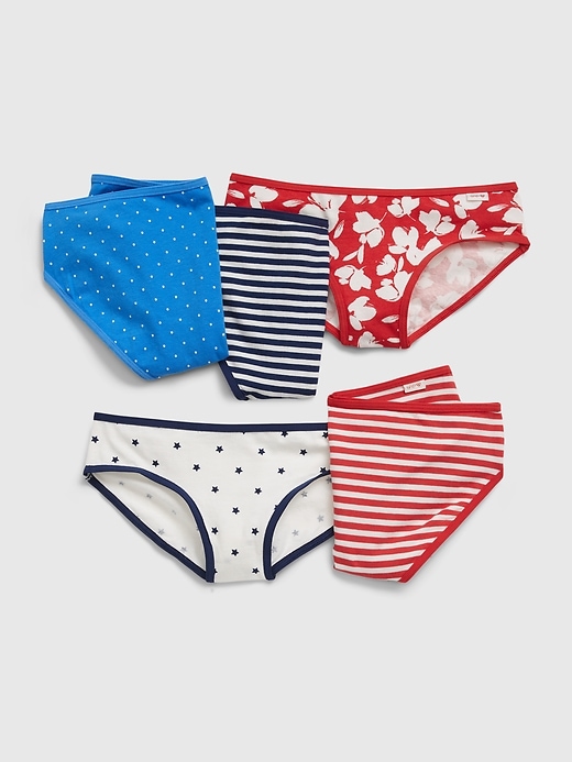 1 of 8 showing, with the color multi of product Kids Organic Cotton Printed Bikini Brief (5-Pack)