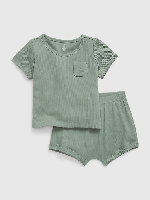 1 of 8 showing, with the color gasoline green of product Baby Rib 2-Piece Outfit Set