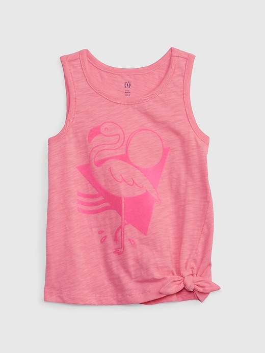 Image number 1 showing, Toddler 100% Organic Cotton Tie-Front Graphic Tank Top