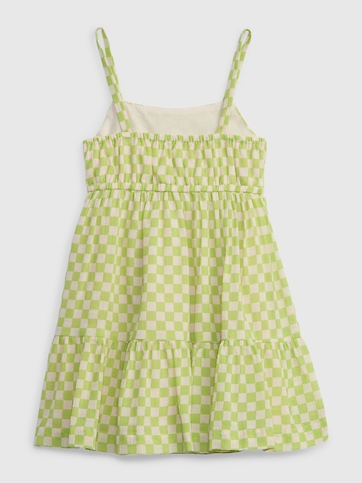 2 of 8 showing, with the color yellow check of product Toddler Checkered Tiered Tank Dress