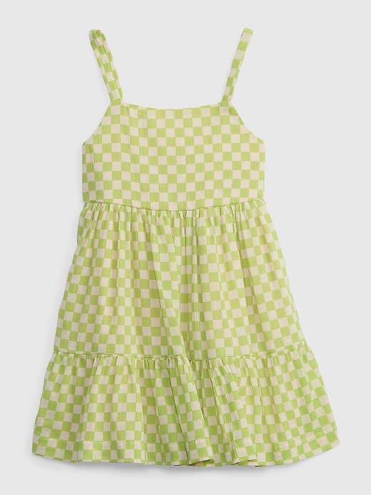 1 of 8 showing, with the color yellow check of product Toddler Checkered Tiered Tank Dress