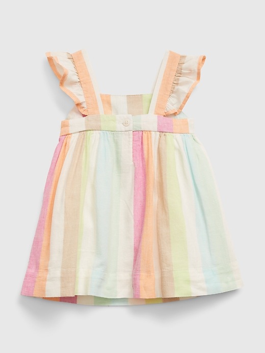 2 of 8 showing, with the color multi vertical stripe of product Baby Linen-Cotton Striped Dress