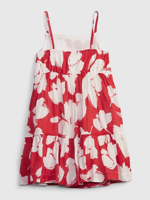 2 of 8 showing, with the color red floral print of product Toddler Floral Tiered Tank Dress