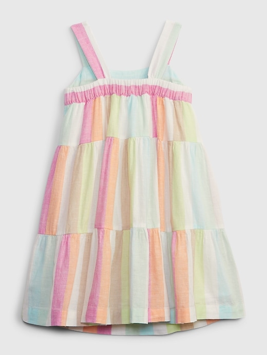 Image number 2 showing, Toddler Linen-Cotton Tiered Stripe Dress