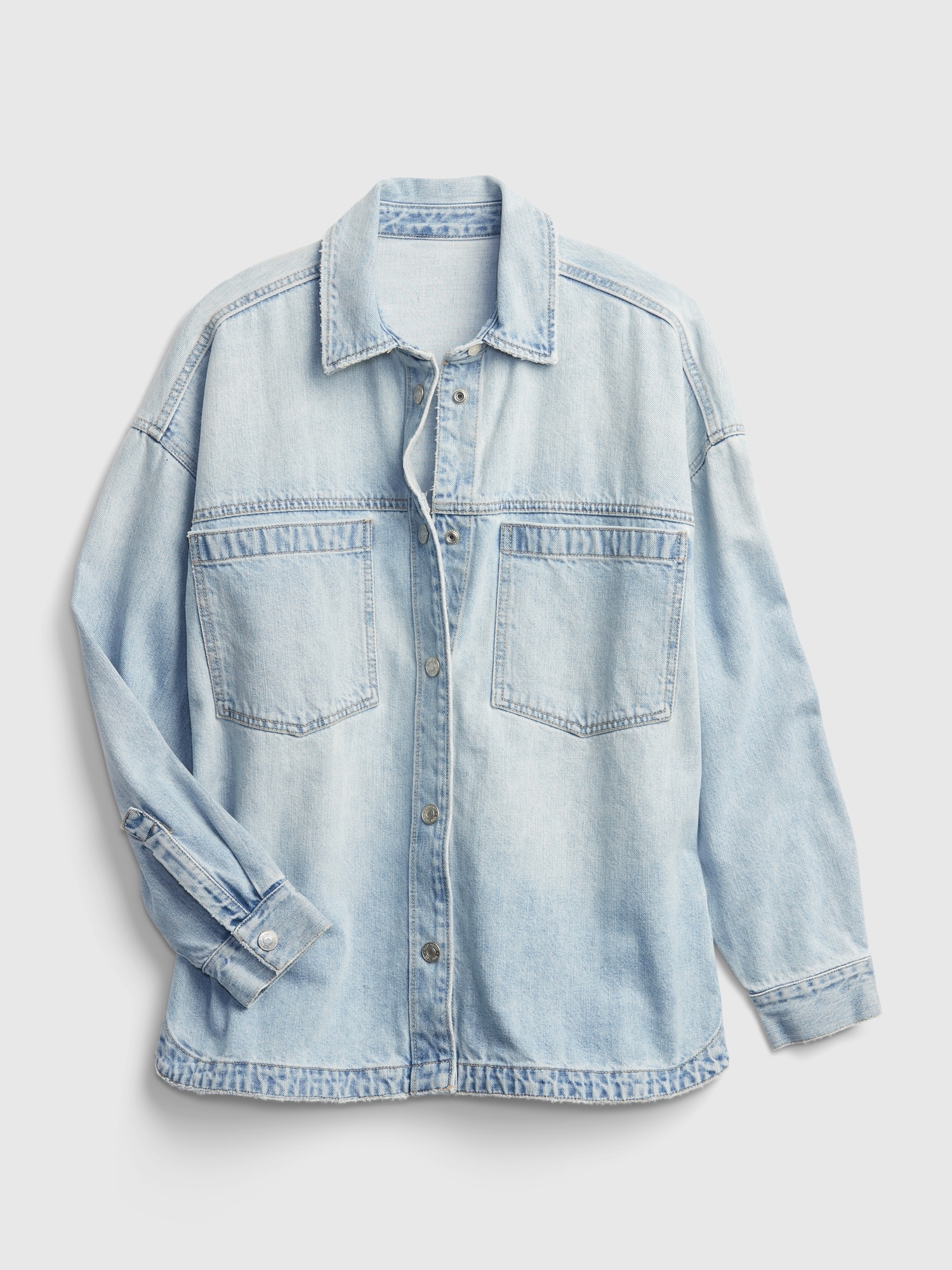 Oversized Denim Shirt Jacket with 