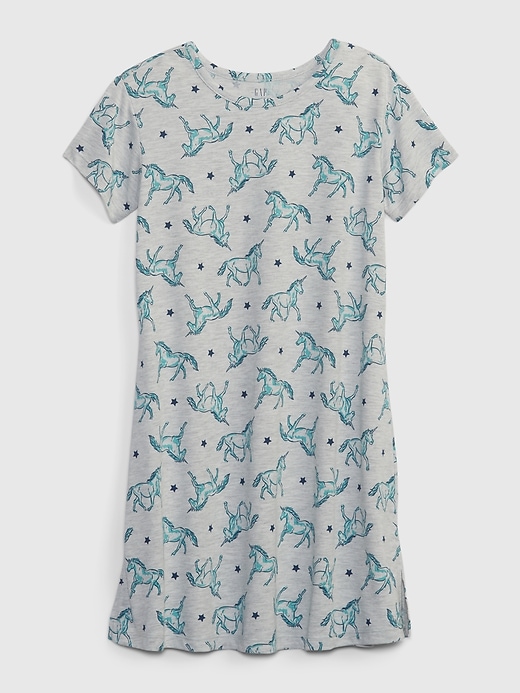 Image number 1 showing, Kids 100% Recycled Unicorn PJ Dress