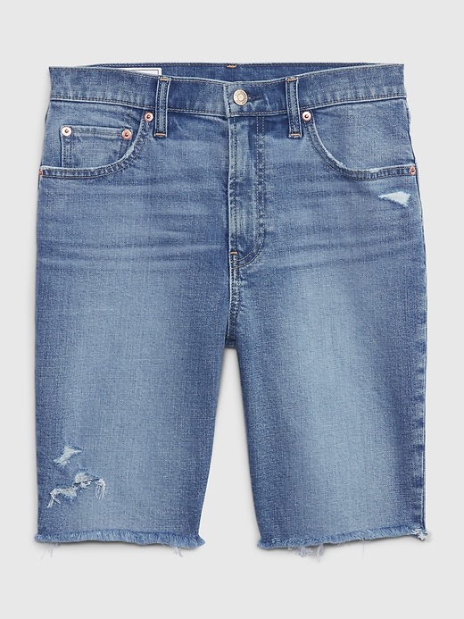 Image number 6 showing, High Rise Denim Bermuda Shorts with Washwell