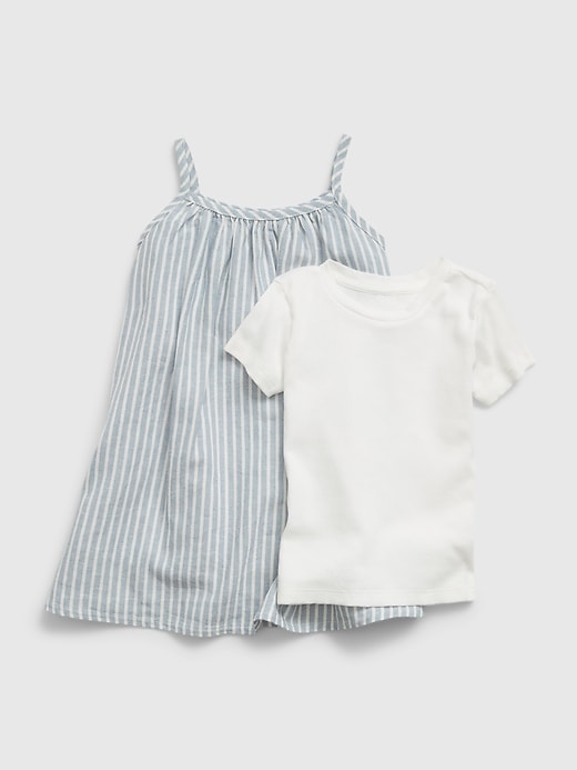 Toddler Linen Blend Layered Dress