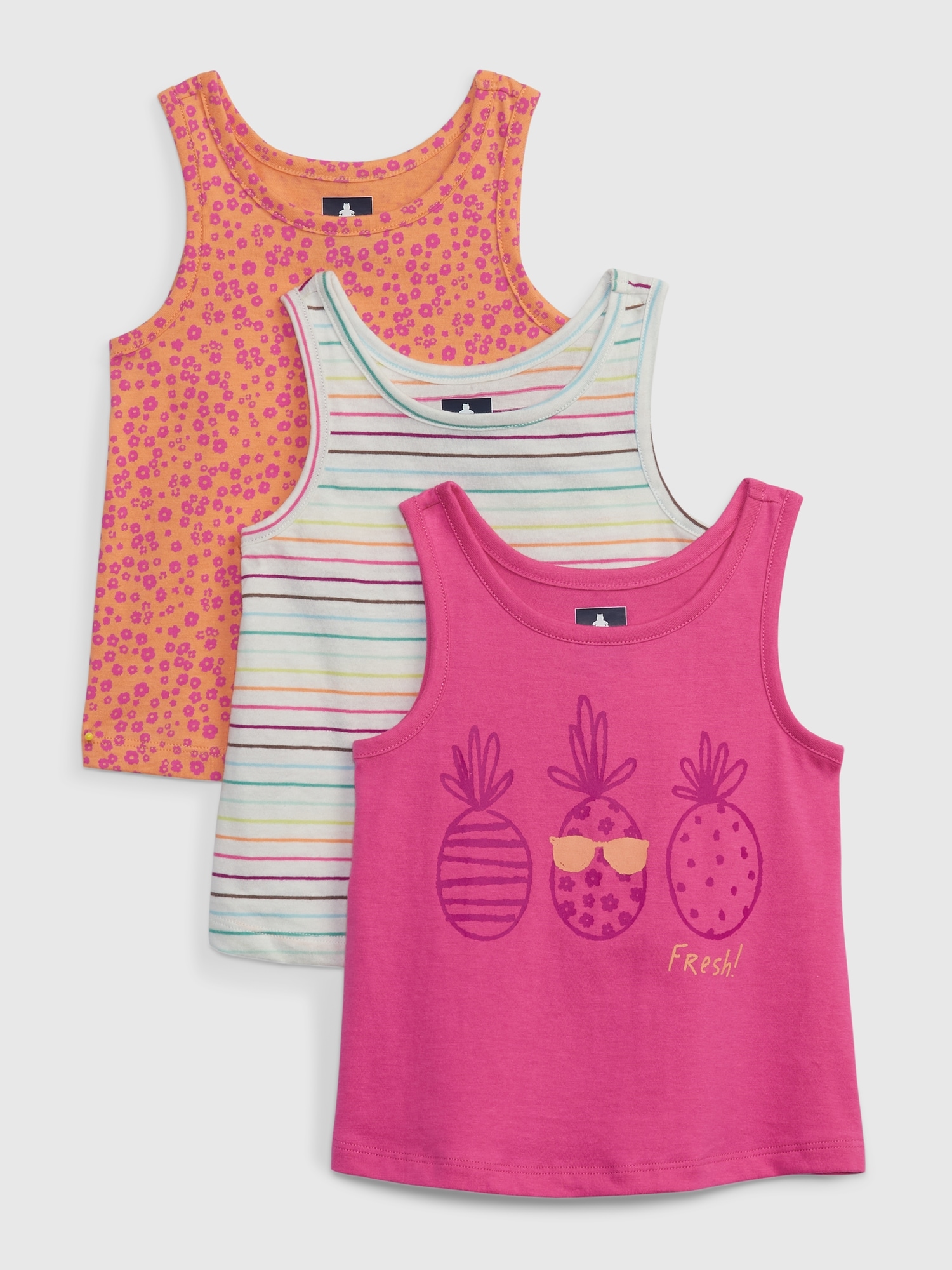 Gap Toddler 100% Organic Cotton Mix and Match Graphic Tank Top (3-Pack) pink. 1