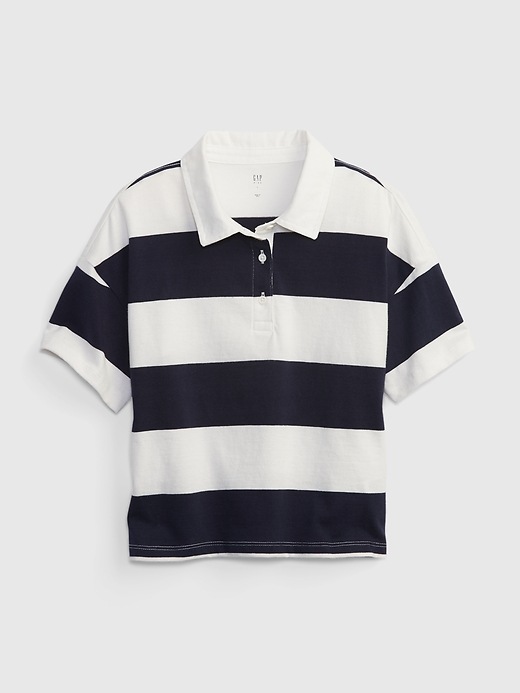 1 of 8 showing, with the color NAVY STRIPE of product Kids Boxy Polo Shirt