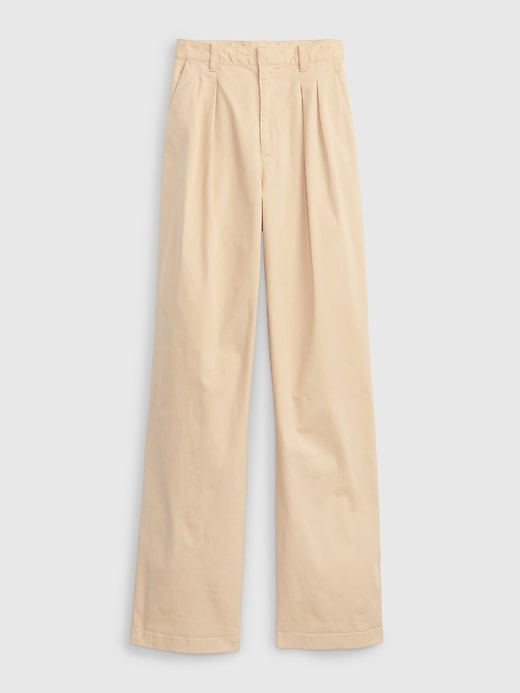 Image number 6 showing, High Rise Pleated Wide Khaki with Washwell