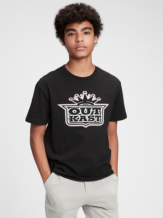 2 of 8 showing, with the color true black of product Teen &#124 Outkast Graphic Recycled Polyester T-Shirt