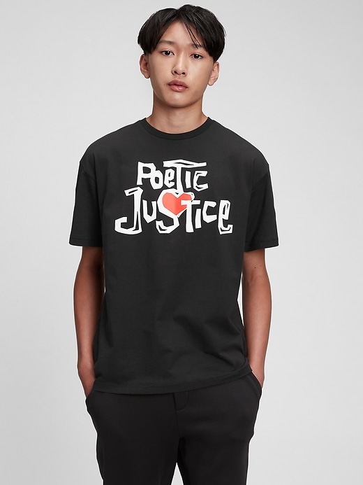2 of 8 showing, with the color black of product Teen &#124 Poetic Justice Graphic Recycled Graphic T-Shirt
