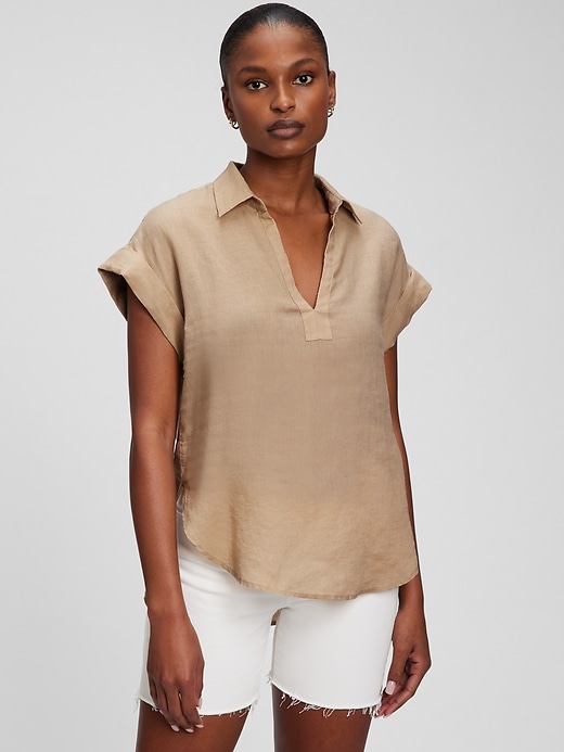 View large product image 1 of 1. Linen Popover Shirt