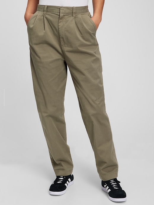 Gap Women's High Rise Pleated Khakis with Washwell (Mesculen Green)
