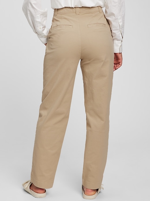 2 of 8 showing, with the color khaki tan of product Mid Rise Straight Up Khakis
