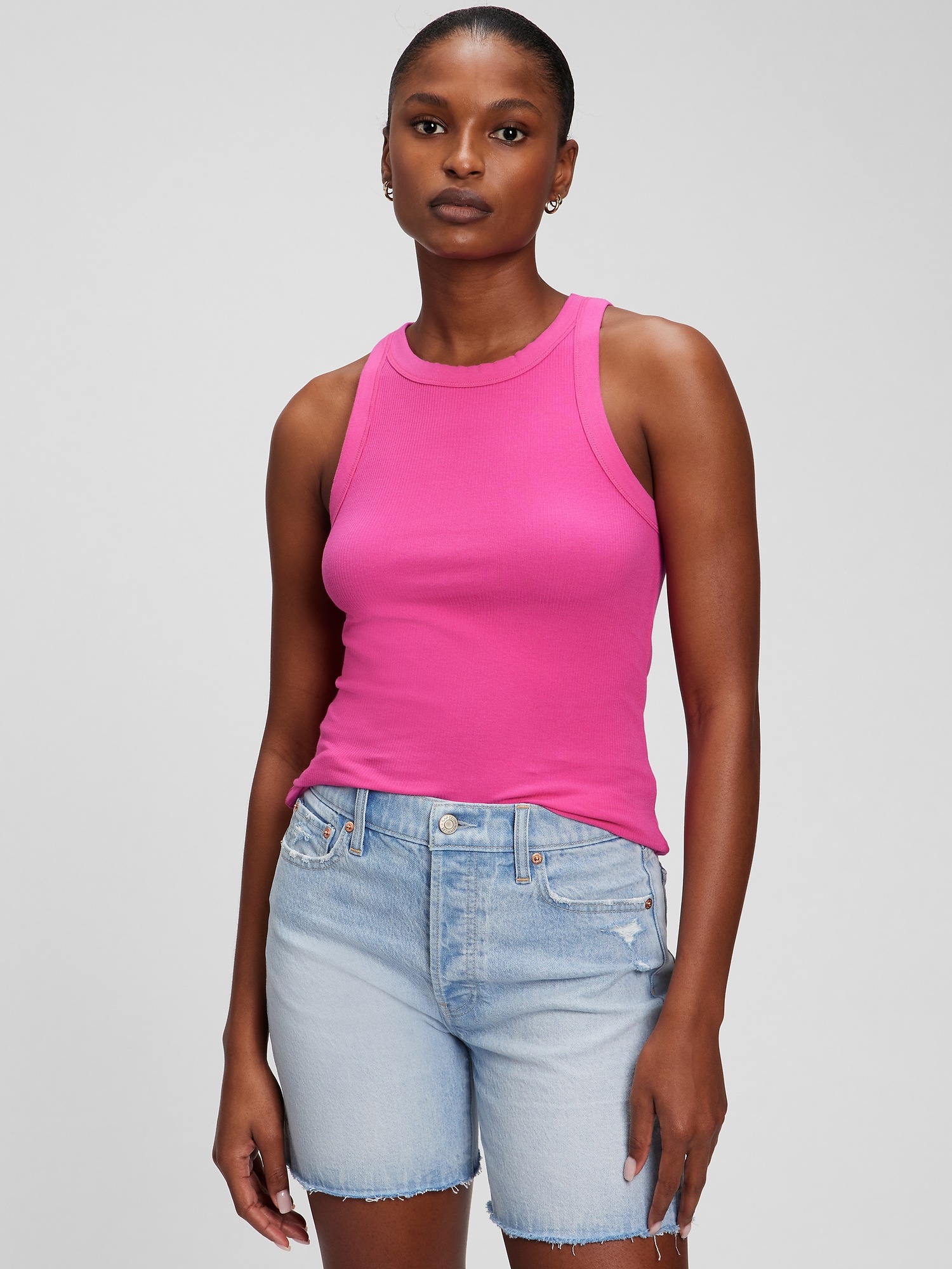 Rib Halter Tank Top Gap