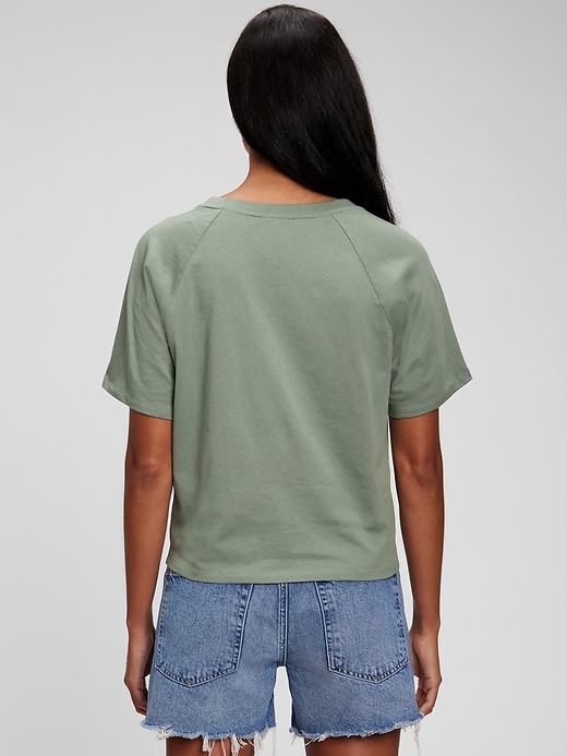 2 of 8 showing, with the color gasoline green of product Organic Cotton Vintage Tie-Front T-Shirt