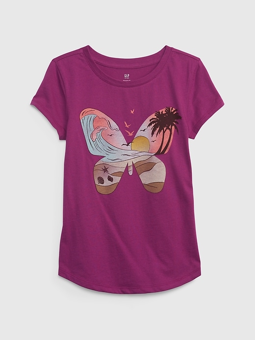 1 of 8 showing, with the color rose of product Kids Organic Cotton Graphic T-Shirt