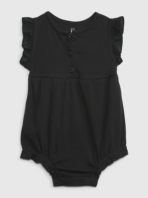 View large product image 1 of 1. Baby Rib Flutter Shorty One-Piece
