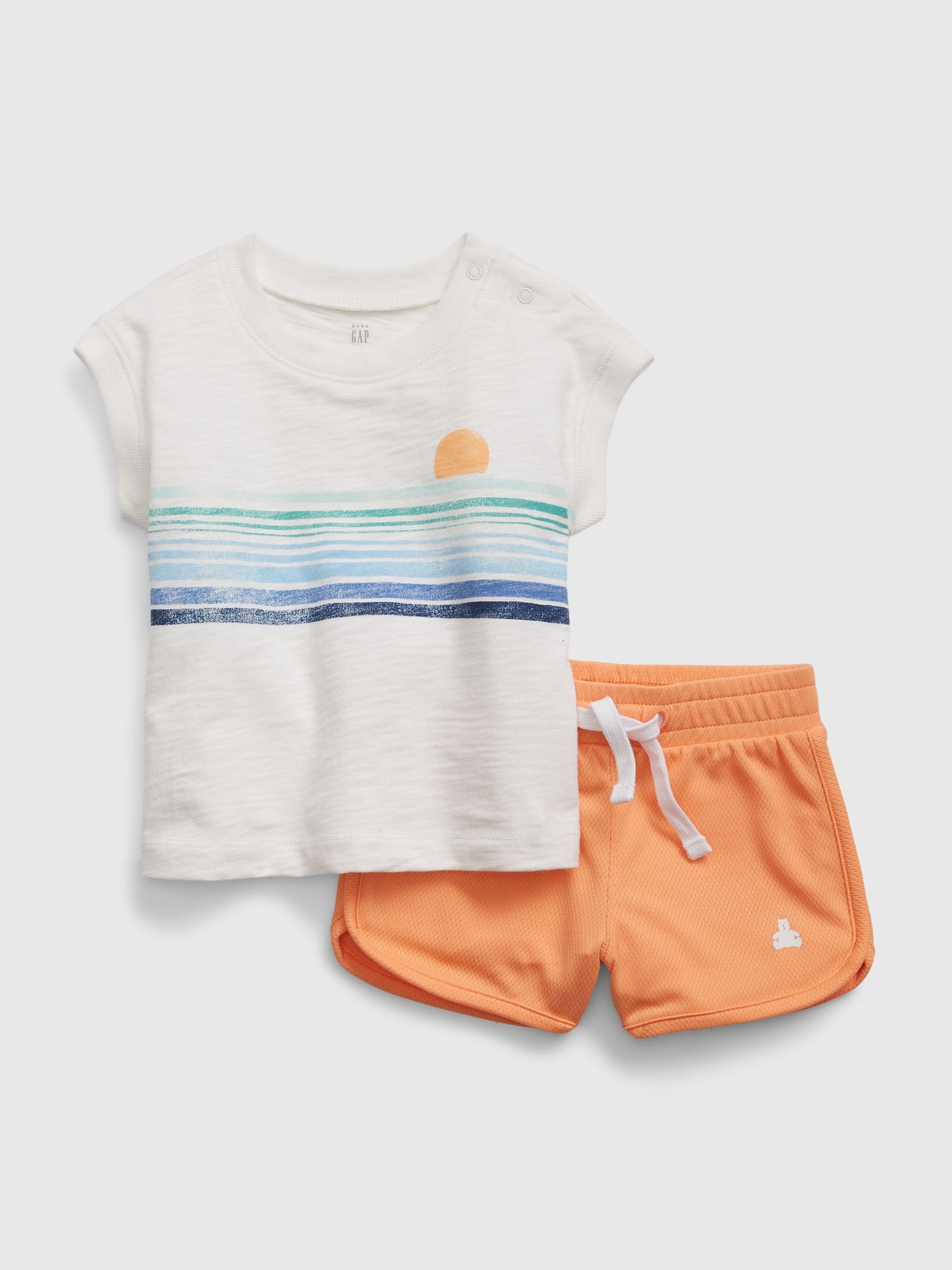 Gap Baby Tank & Mesh Shorts Outfit Set white. 1