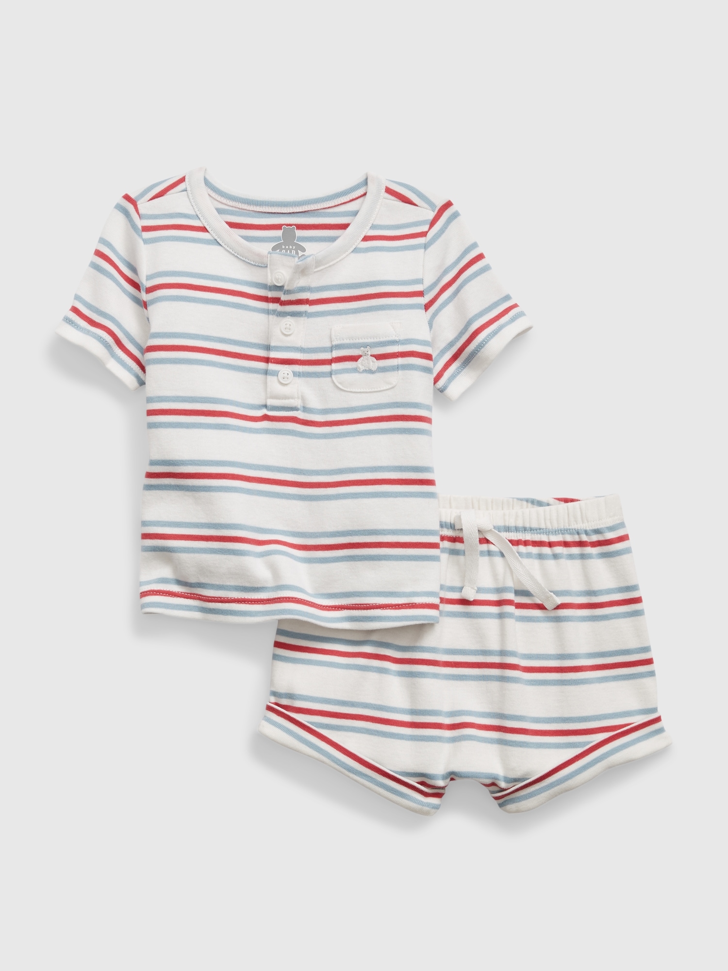 Gap Baby 100% Organic Cotton Henley Two-Piece Outfit Set white. 1 Gap Baby 100% Organic Cotton Henley Two-Piece Outfit Set white. 1