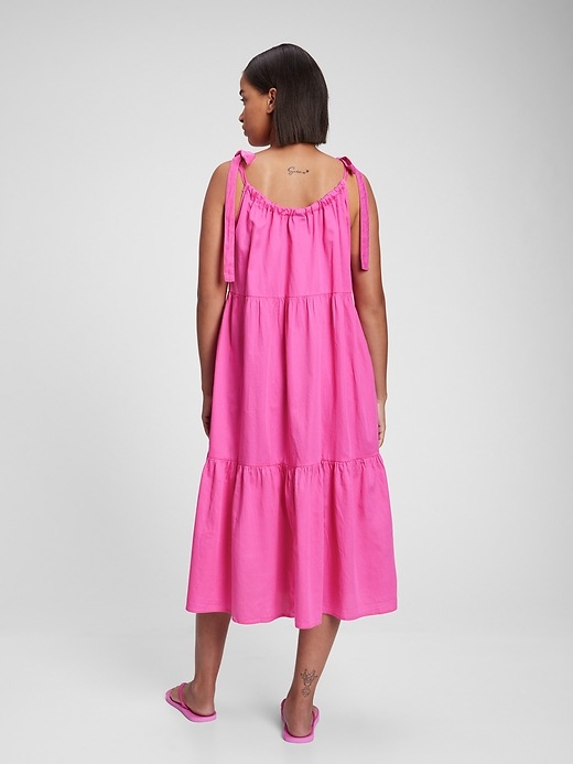 Image number 2 showing, Tie-Shoulder Tiered Midi Dress