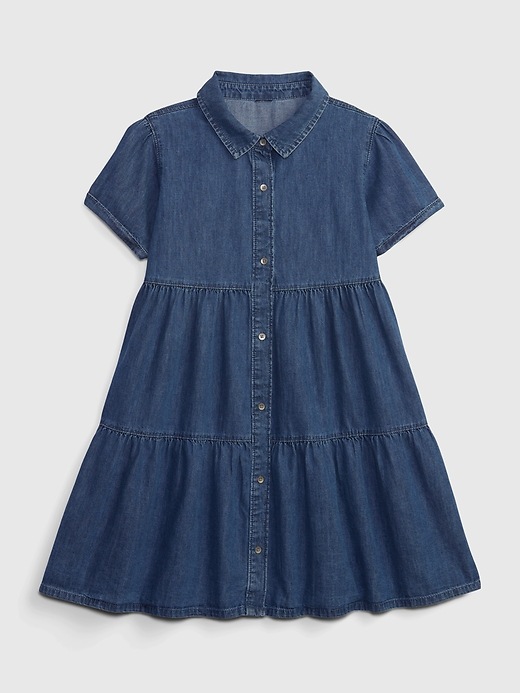 Image number 1 showing, Kids Tiered Denim Dress with Washwell