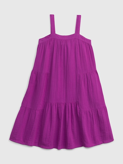 Image number 1 showing, Kids Crinkle Gauze Tiered Dress